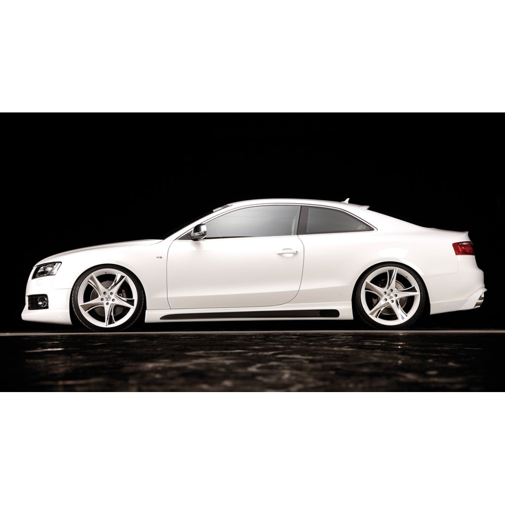 Rieger spoiler pod zadní nárazník pro Audi A5 B8, B81 kabriolet, kupé před faceliftem r.v. 06/07-07/11, plast ABS bez povrchové úpravy, S-Line, pro orig. koncovku vlevo