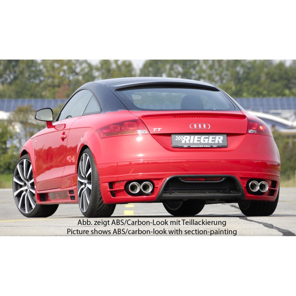 Rieger spoiler pod zadní nárazník pro Audi TT 8J kupé, roadster před faceliftem r.v. 09/06-06/10, plast ABS s povrchovou úpravou Carbon-Look, pro dvojité koncovky vlevo/vpravo