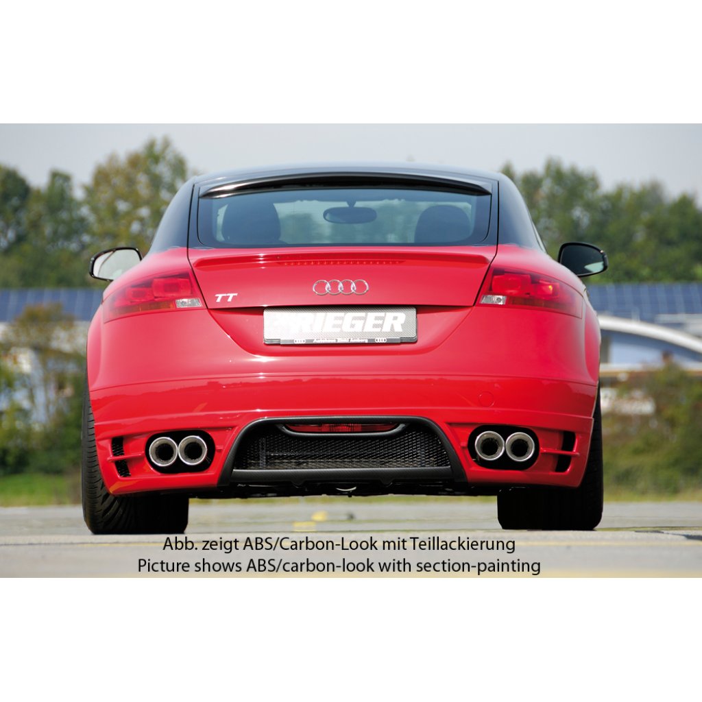 Rieger spoiler pod zadní nárazník pro Audi TT 8J kupé, roadster před faceliftem r.v. 09/06-06/10, plast ABS s povrchovou úpravou Carbon-Look, pro dvojité koncovky vlevo/vpravo