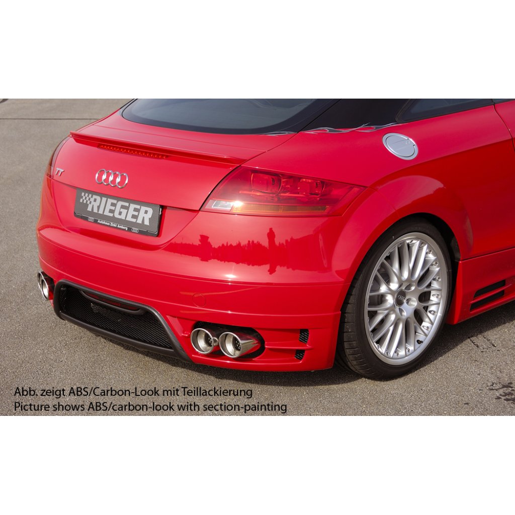 Rieger spoiler pod zadní nárazník pro Audi TT 8J kupé, roadster před faceliftem r.v. 09/06-06/10, plast ABS s povrchovou úpravou Carbon-Look, pro dvojité koncovky vlevo/vpravo