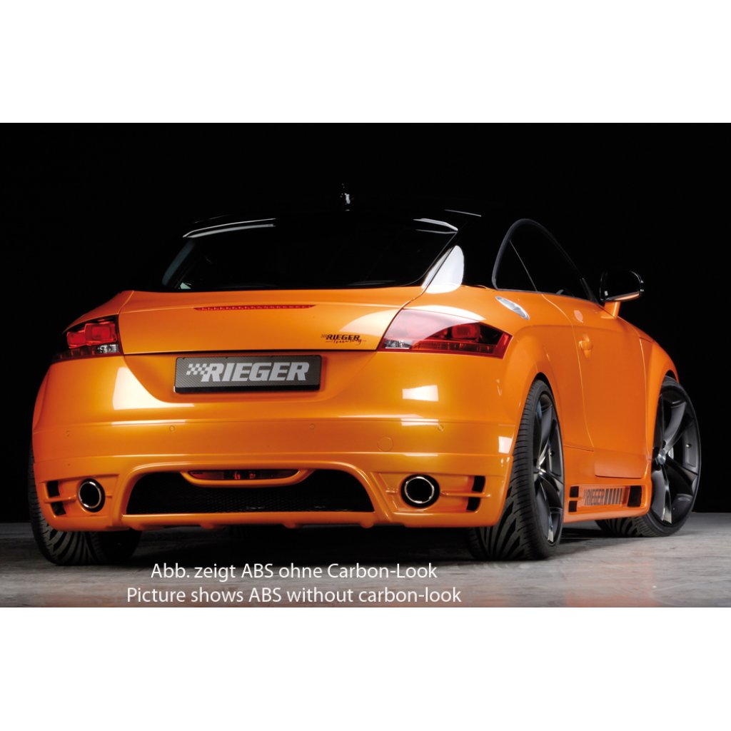 Rieger spoiler pod zadní nárazník pro Audi TT 8J kupé, roadster před faceliftem r.v. 09/06-06/10, plast ABS s povrchovou úpravou Carbon-Look, pro jednoduché koncovky vlevo/vpravo