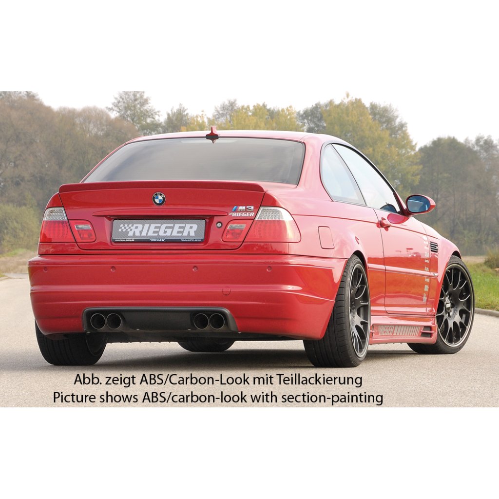 Rieger spoiler pod zadní nárazník pro BMW řada 3 E46 M3 kabriolet, kupé r.v. 06/00-, plast ABS s povrchovou úpravou Carbon-Look