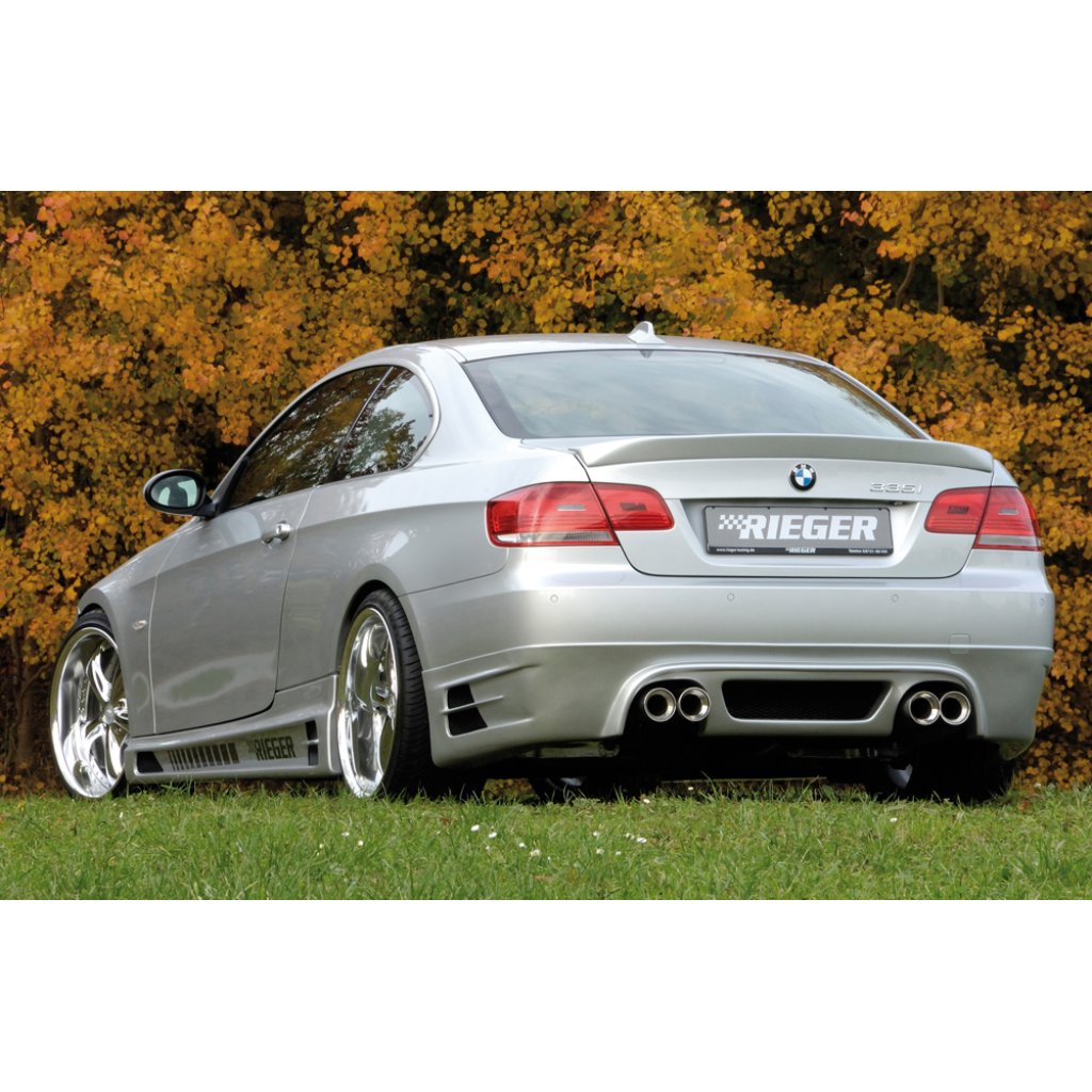 Rieger spoiler pod zadní nárazník pro BMW řada 3 E92, E93 kabriolet, kupé před faceliftem r.v. 03/07-02/10, 09/06-02/10, plast ABS bez povrchové úpravy, pouze pro 335i, pro dvojité koncovky na obou stranách