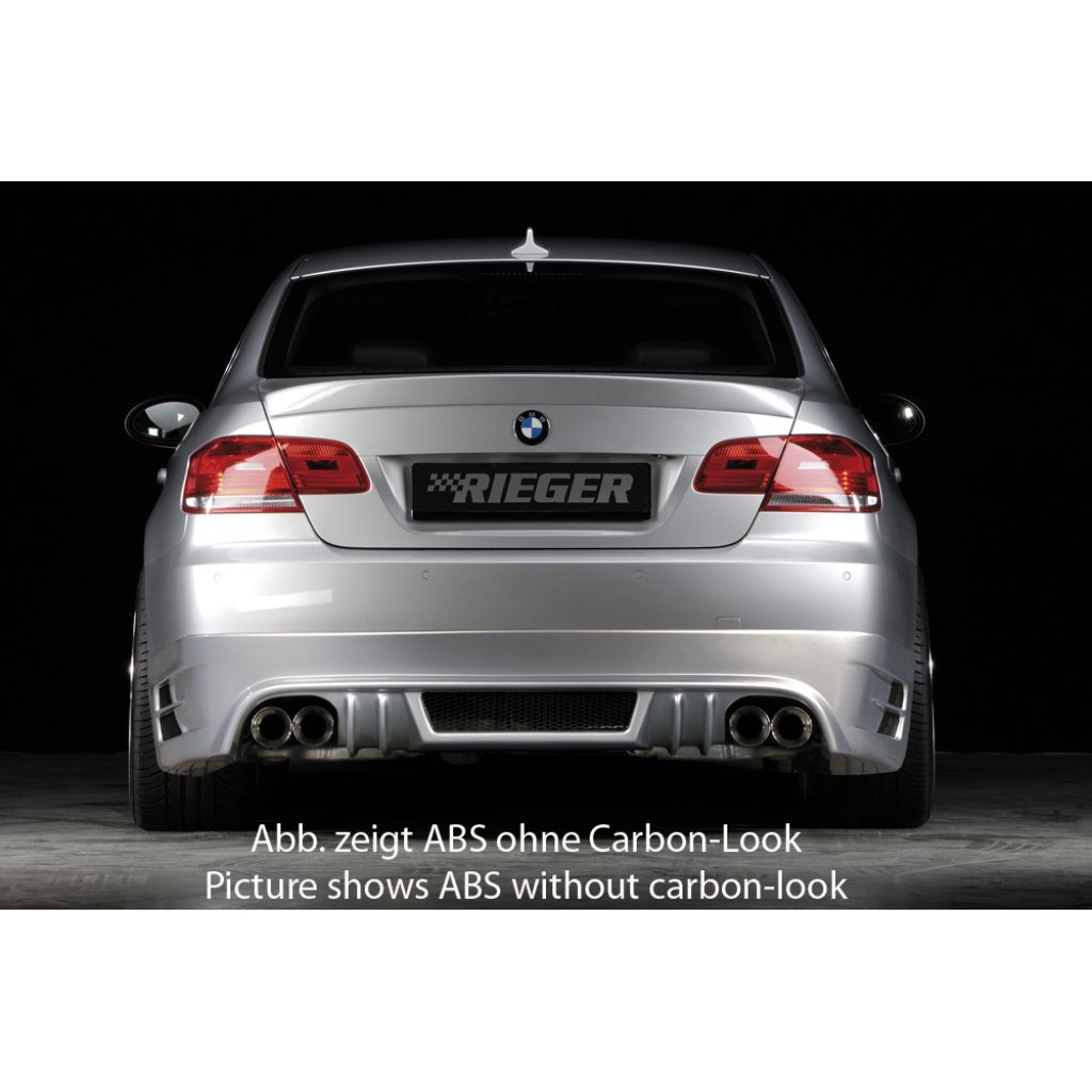 Rieger spoiler pod zadní nárazník pro BMW řada 3 E92, E93 kabriolet, kupé před faceliftem r.v. 03/07-02/10, 09/06-02/10, plast ABS s povrchovou úpravou Carbon-Look, mimo 335i a 335d, pro vozy s dvojitými koncovkami na obou stranách