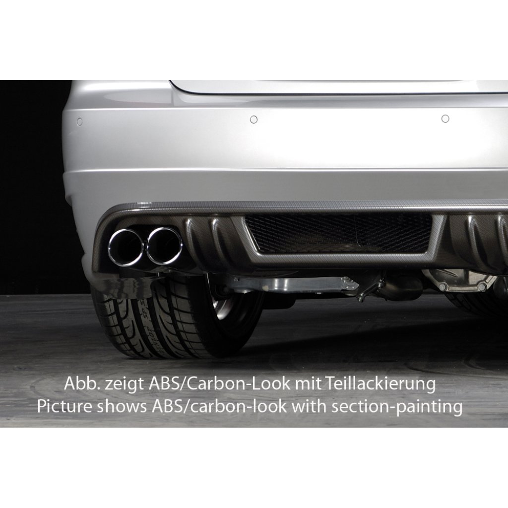 Rieger spoiler pod zadní nárazník pro BMW řada 3 E92, E93 kabriolet, kupé před faceliftem r.v. 03/07-02/10, 09/06-02/10, plast ABS s povrchovou úpravou Carbon-Look, mimo 335i a 335d, pro vozy s dvojitými koncovkami na obou stranách
