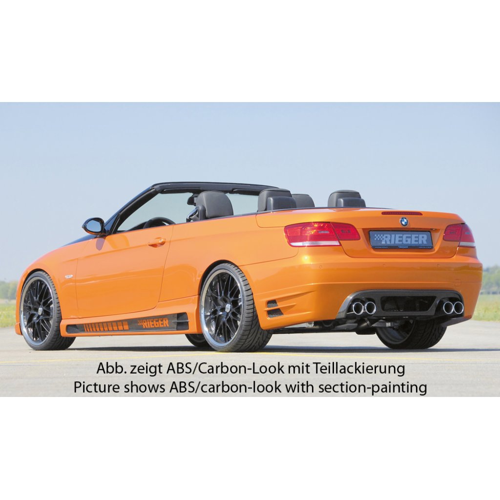 Rieger spoiler pod zadní nárazník pro BMW řada 3 E92, E93 kabriolet, kupé před faceliftem r.v. 03/07-02/10, 09/06-02/10, plast ABS s povrchovou úpravou Carbon-Look, pouze pro 335i, pro dvojité koncovky na obou stranách