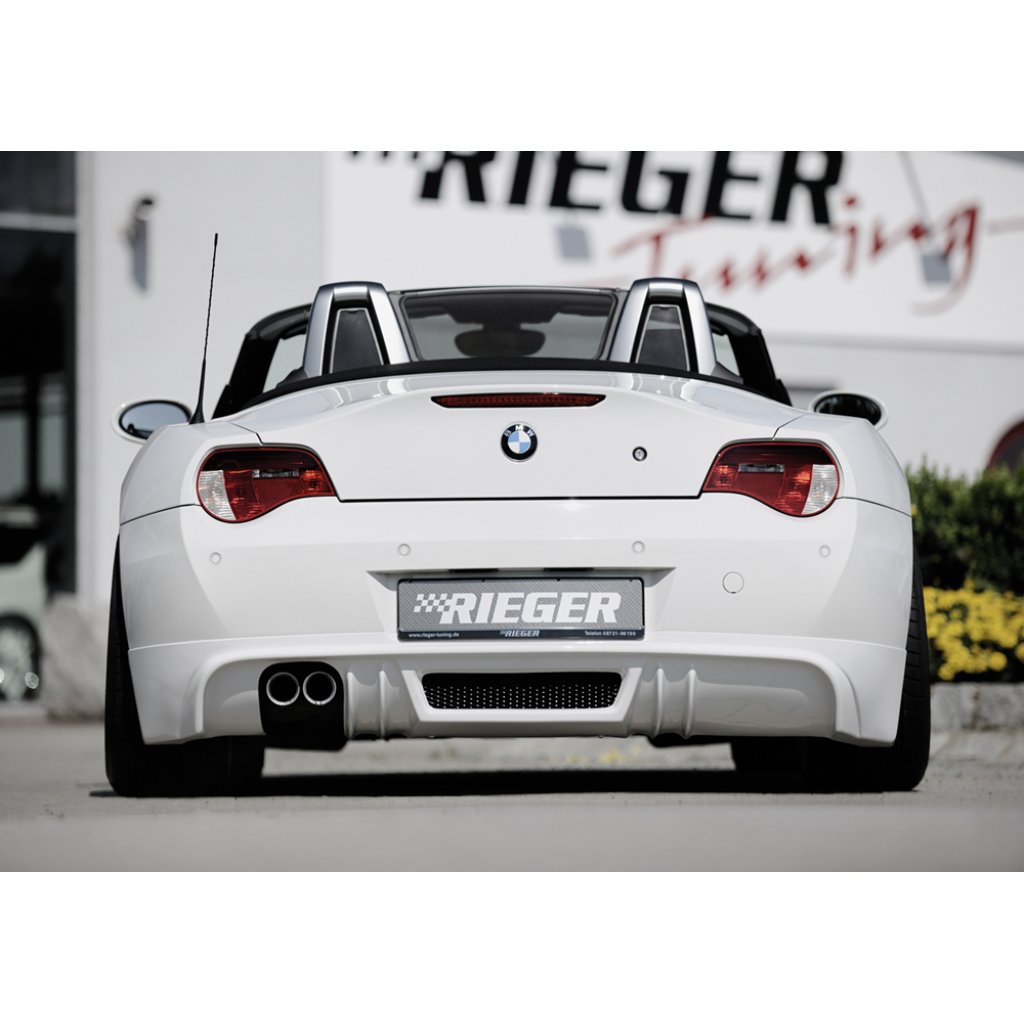 Rieger spoiler pod zadní nárazník pro BMW Z4 E85 kupé, roadster po faceliftu r.v. 01/06-03/09, plast ABS bez povrchové úpravy, pro vozy s dvojitou koncovkou 76mm vlevo