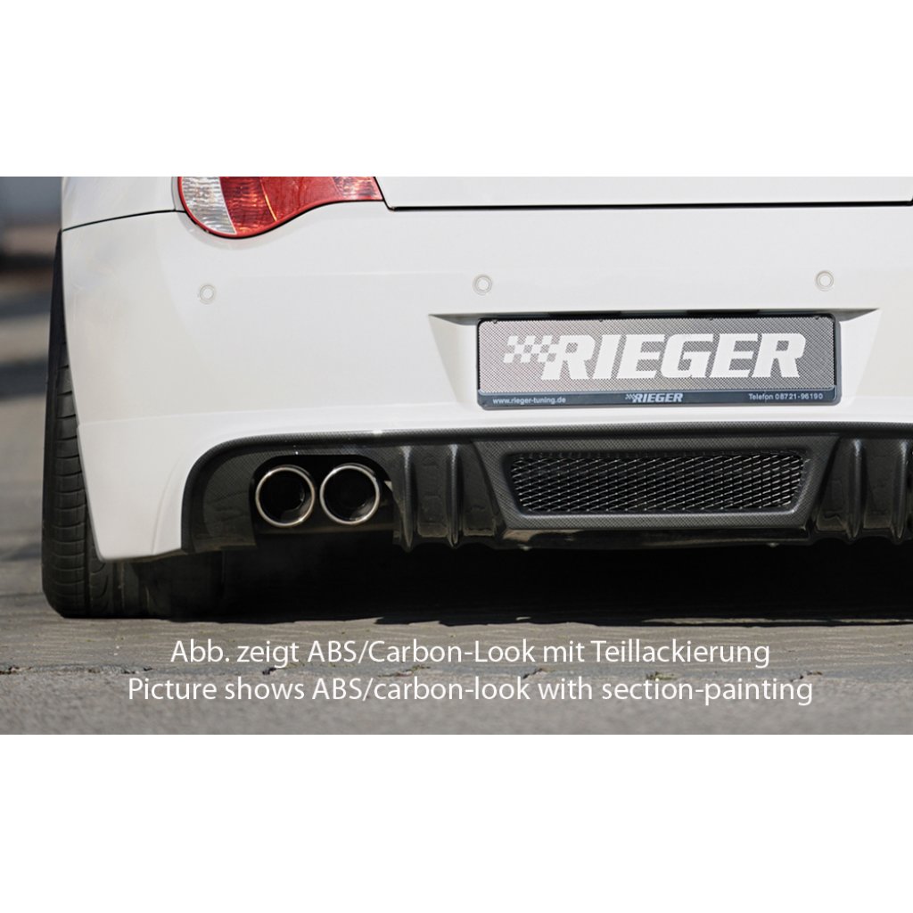 Rieger spoiler pod zadní nárazník pro BMW Z4 E85 kupé, roadster po faceliftu r.v. 01/06-03/09, plast ABS s povrchovou úpravou Carbon-Look, pro dvojitou koncovku vlevo