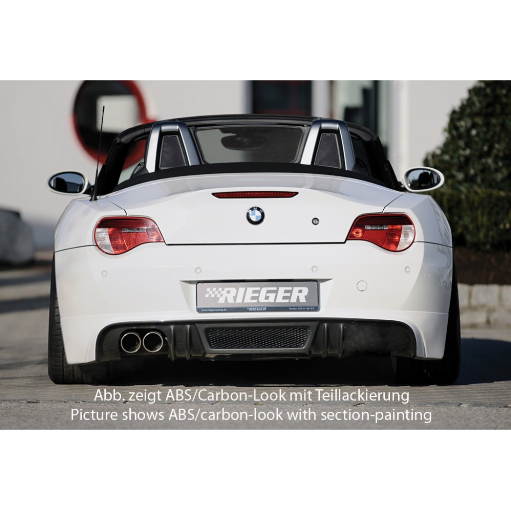 Rieger spoiler pod zadní nárazník pro BMW Z4 E85 kupé, roadster po faceliftu r.v. 01/06-03/09, plast ABS s povrchovou úpravou Carbon-Look, pro orig. dvojitou koncovku vlevo