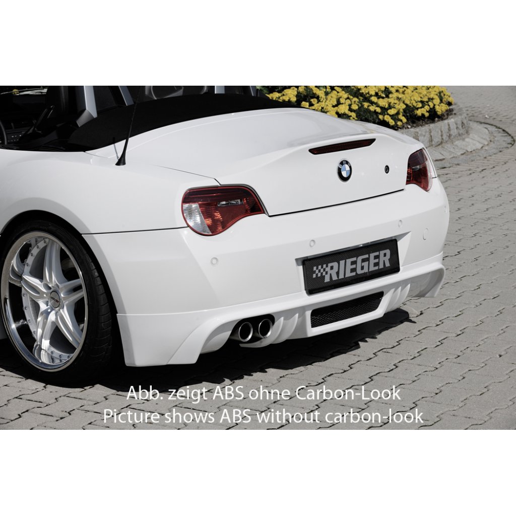 Rieger spoiler pod zadní nárazník pro BMW Z4 E85 kupé, roadster po faceliftu r.v. 01/06-03/09, plast ABS s povrchovou úpravou Carbon-Look, pro orig. dvojitou koncovku vlevo