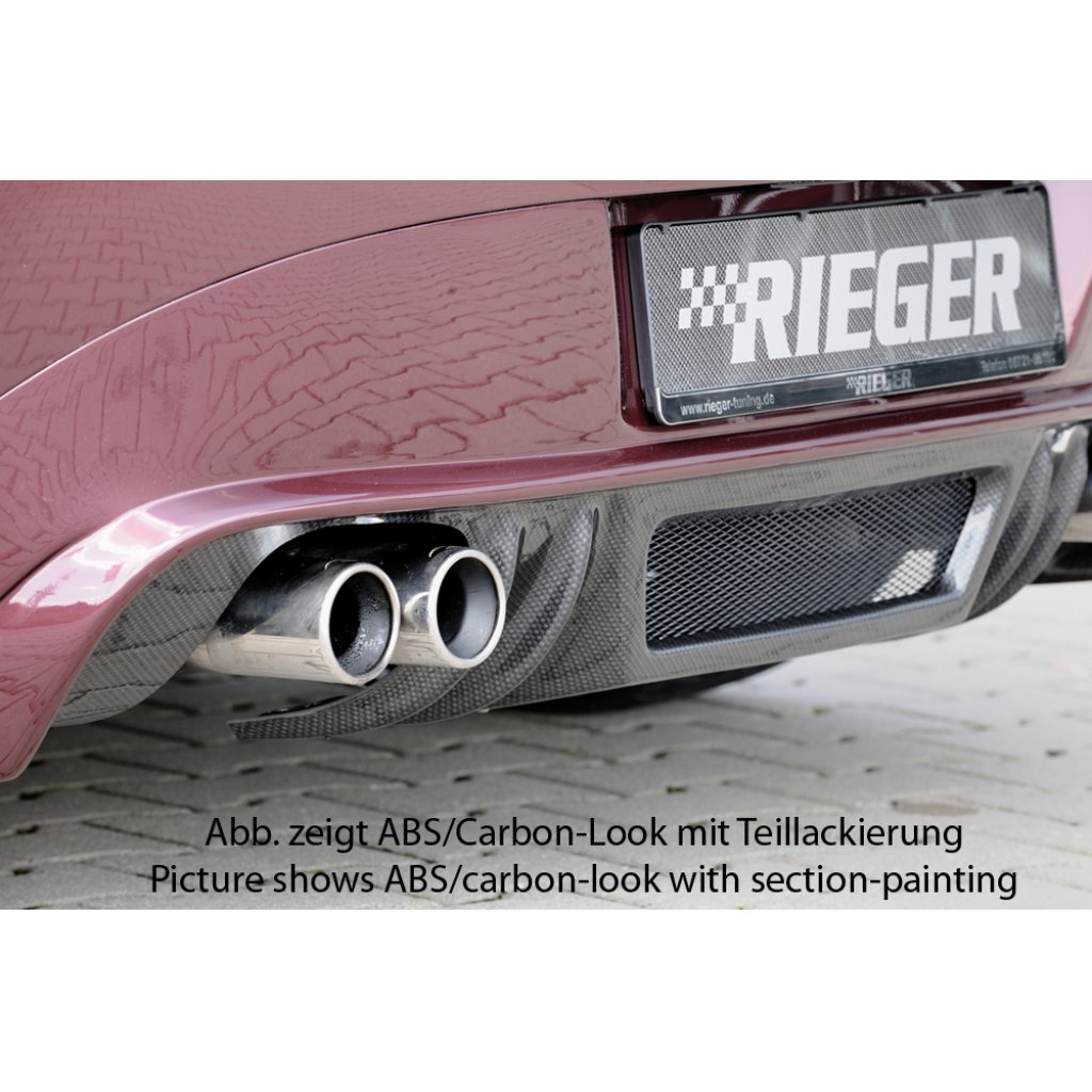 Rieger spoiler pod zadní nárazník pro BMW Z4 E85 roadster před faceliftem r.v. 02/03-12/05, plast ABS s povrchovou úpravou Carbon-Look, pouze pro 335i, pro orig. dvojitou koncovku vlevo