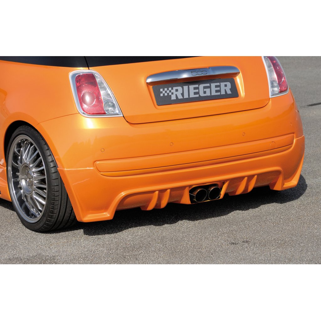 Rieger spoiler pod zadní nárazník pro Fiat 500 312 2-dvéř. r.v. 10/07-, plast ABS bez povrchové úpravy, pro dvojitou koncovku uprostřed