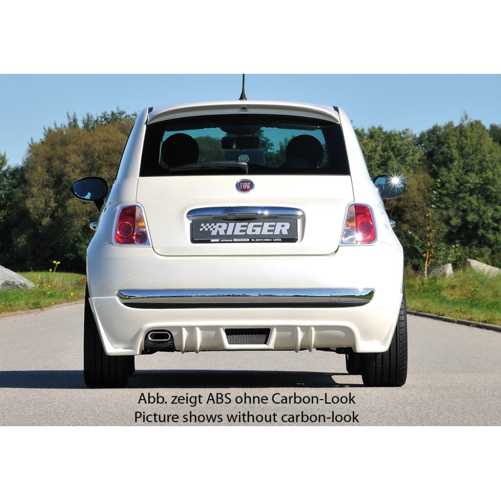 Rieger spoiler pod zadní nárazník pro Fiat 500 312 2-dvéř. r.v. 10/07-, plast ABS s povrchovou úpravou Carbon-Look, pro koncovku vlevo