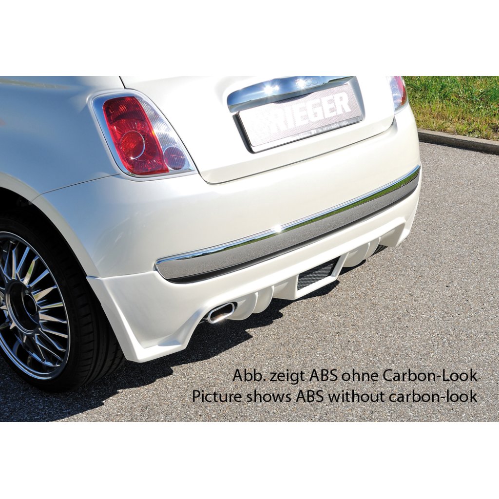 Rieger spoiler pod zadní nárazník pro Fiat 500 312 2-dvéř. r.v. 10/07-, plast ABS s povrchovou úpravou Carbon-Look, pro koncovku vlevo