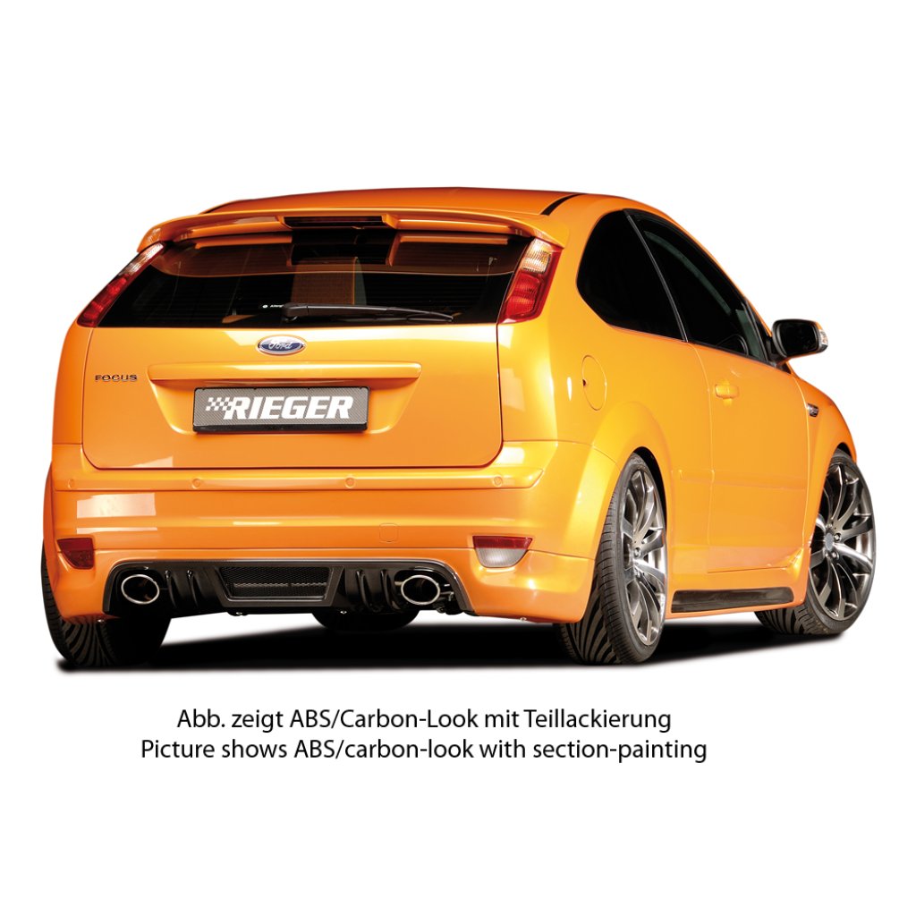 Rieger spoiler pod zadní nárazník pro Ford Focus 2 3-dvéř., 5-dvéř. před faceliftem r.v. 07/04-01/08, plast ABS bez povrchové úpravy, pro vozy s koncovkami na obou stranách