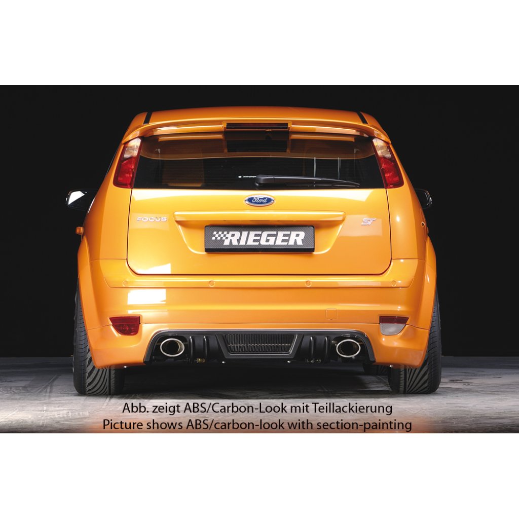 Rieger spoiler pod zadní nárazník pro Ford Focus 2 3-dvéř., 5-dvéř. před faceliftem r.v. 07/04-01/08, plast ABS bez povrchové úpravy, pro vozy s koncovkami na obou stranách