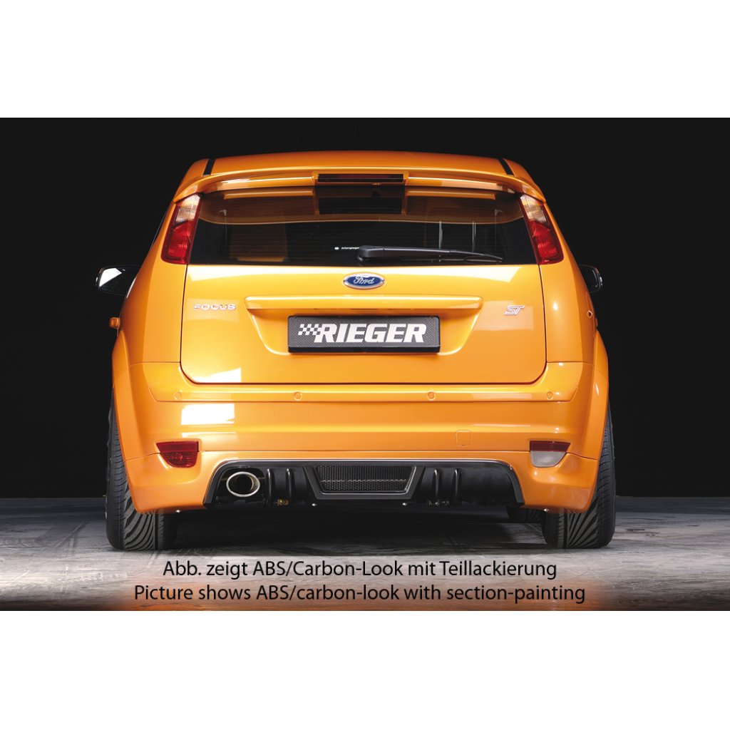 Rieger spoiler pod zadní nárazník pro Ford Focus 2 3-dvéř., 5-dvéř. před faceliftem r.v. 07/04-01/08, plast ABS s povrchovou úpravou Carbon-Look, pro vozy s koncovkou vlevo