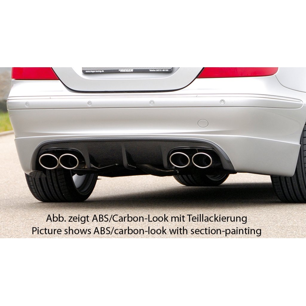 Rieger spoiler pod zadní nárazník pro Mercedes CLK W209 kabriolet, kupé vč. faceliftu r.v. 00/02-06/04, 07/04-, plast ABS bez povrchové úpravy