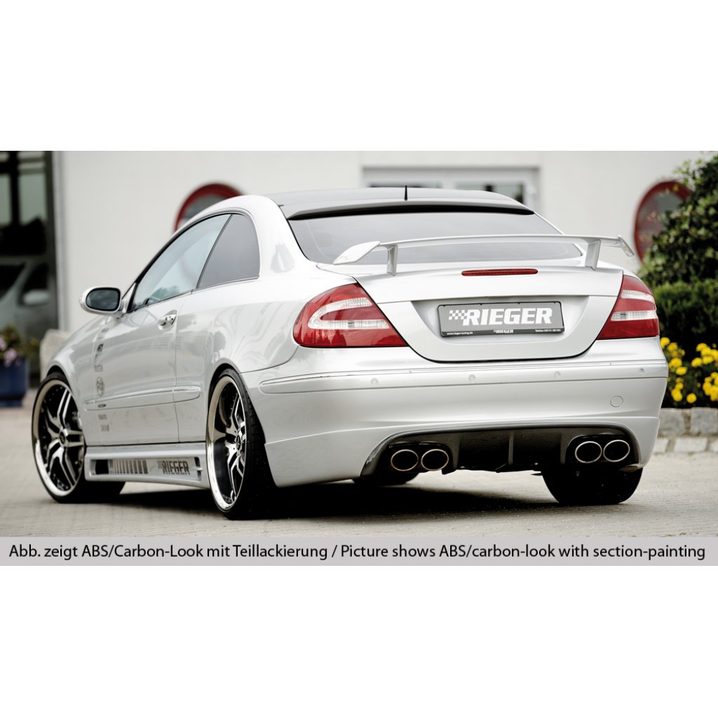 Rieger spoiler pod zadní nárazník pro Mercedes CLK W209 kabriolet, kupé vč. faceliftu r.v. 00/02-06/04, 07/04-, plast ABS bez povrchové úpravy