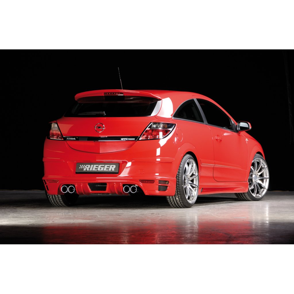 Rieger spoiler pod zadní nárazník pro Opel Astra H GTC 3-dvéř., plast ABS bez povrchové úpravy, pro vozy s dvojitými koncovkami na obou stranách
