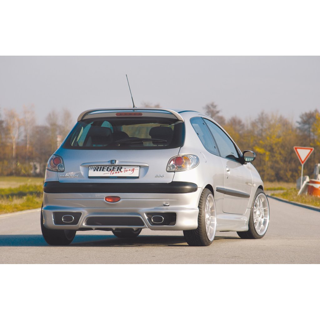 Rieger spoiler pod zadní nárazník pro Peugeot 206 convertible CC, sedan r.v. 09/98-05/06, plast ABS bez povrchové úpravy, pro vozy s orig. menším zadním nárazníkem