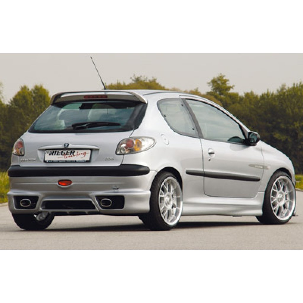 Rieger spoiler pod zadní nárazník pro Peugeot 206 convertible CC, sedan r.v. 09/98-05/06, plast ABS bez povrchové úpravy, pro vozy s orig. menším zadním nárazníkem