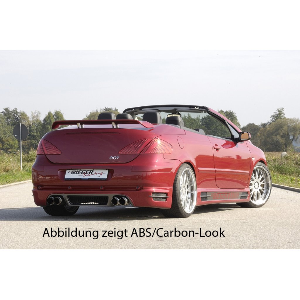 Rieger spoiler pod zadní nárazník pro Peugeot 307 convertible CC vč. faceliftu r.v. 04/01-04/05, 05-05-, plast ABS bez povrchové úpravy, pro vozy se 4 koncovkami