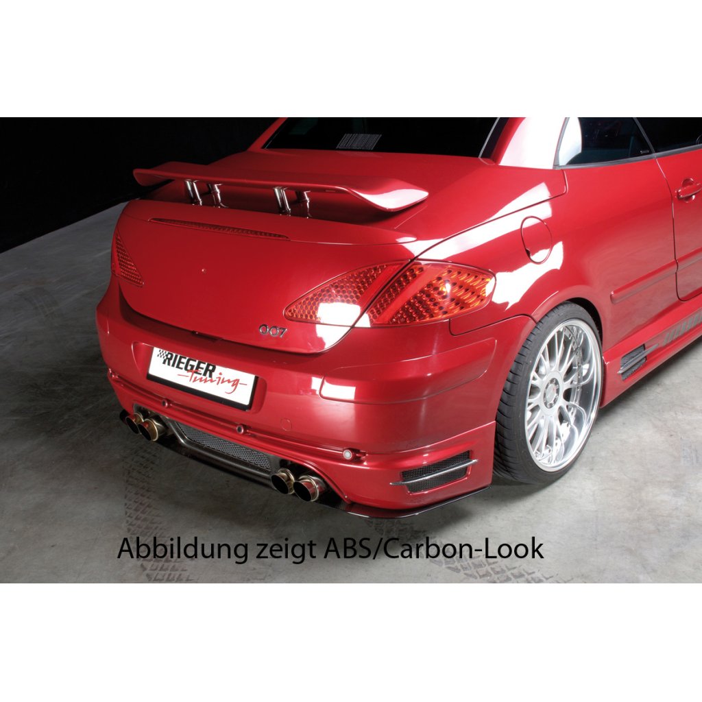 Rieger spoiler pod zadní nárazník pro Peugeot 307 convertible CC vč. faceliftu r.v. 04/01-04/05, 05-05-, plast ABS bez povrchové úpravy, pro vozy se 4 koncovkami