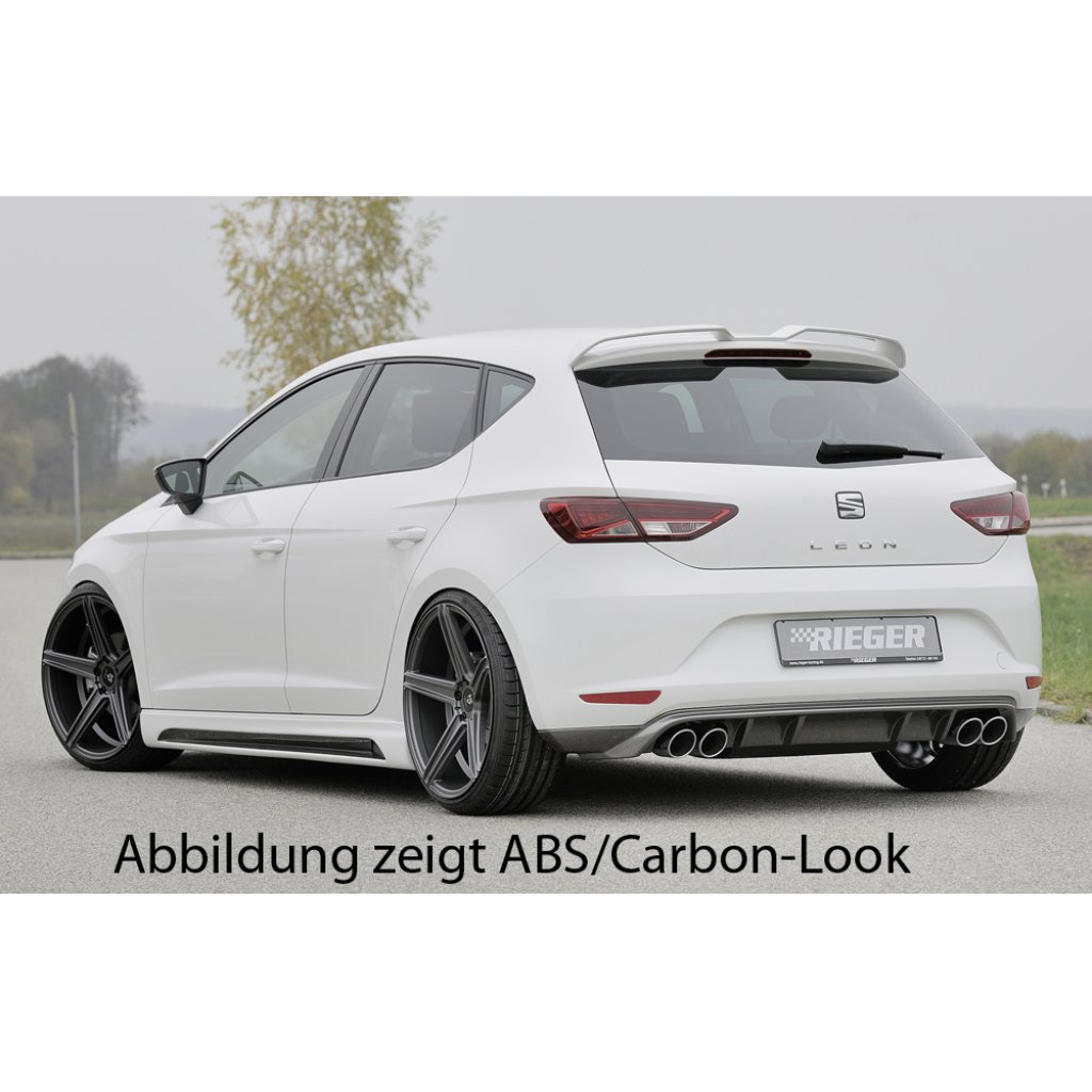 Rieger spoiler pod zadní nárazník pro Seat Leon 5F 3-dvéř. (sc), 5-dvéř. před faceliftem r.v. 10/12-12/16, plast ABS bez povrchové úpravy, pro dvojité koncovky na obou stranách