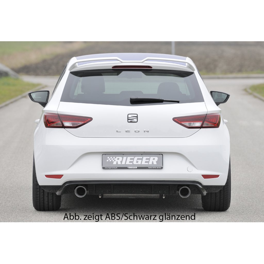 Rieger spoiler pod zadní nárazník pro Seat Leon 5F 3-dvéř. (sc), 5-dvéř. před faceliftem r.v. 10/12-12/16, plast ABS bez povrchové úpravy, pro sportovní koncovky na obou stranách 100 mm