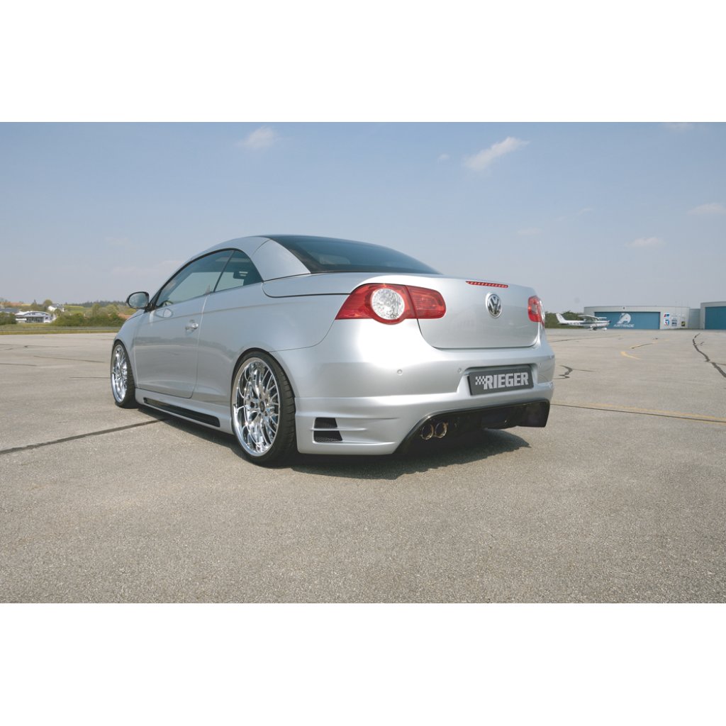 Rieger spoiler pod zadní nárazník pro Volkswagen Eos 1F kabriolet před faceliftem r.v. 04/06/-11/10, plast ABS bez povrchové úpravy, pro dvojitou koncovku vlevo