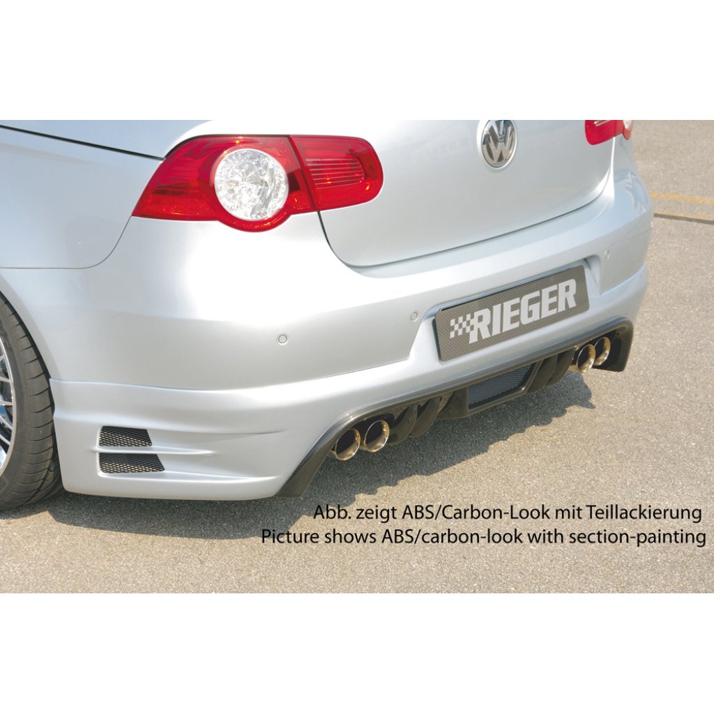 Rieger spoiler pod zadní nárazník pro Volkswagen Eos 1F kabriolet před faceliftem r.v. 04/06/-11/10, plast ABS bez povrchové úpravy, pro vozy s dvojitými koncovkami na obou stranách