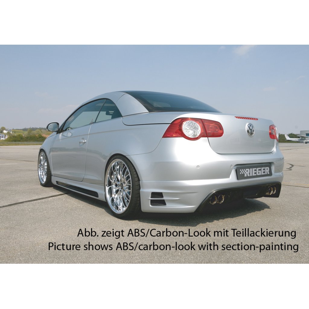 Rieger spoiler pod zadní nárazník pro Volkswagen Eos 1F kabriolet před faceliftem r.v. 04/06/-11/10, plast ABS bez povrchové úpravy, pro vozy s dvojitými koncovkami na obou stranách