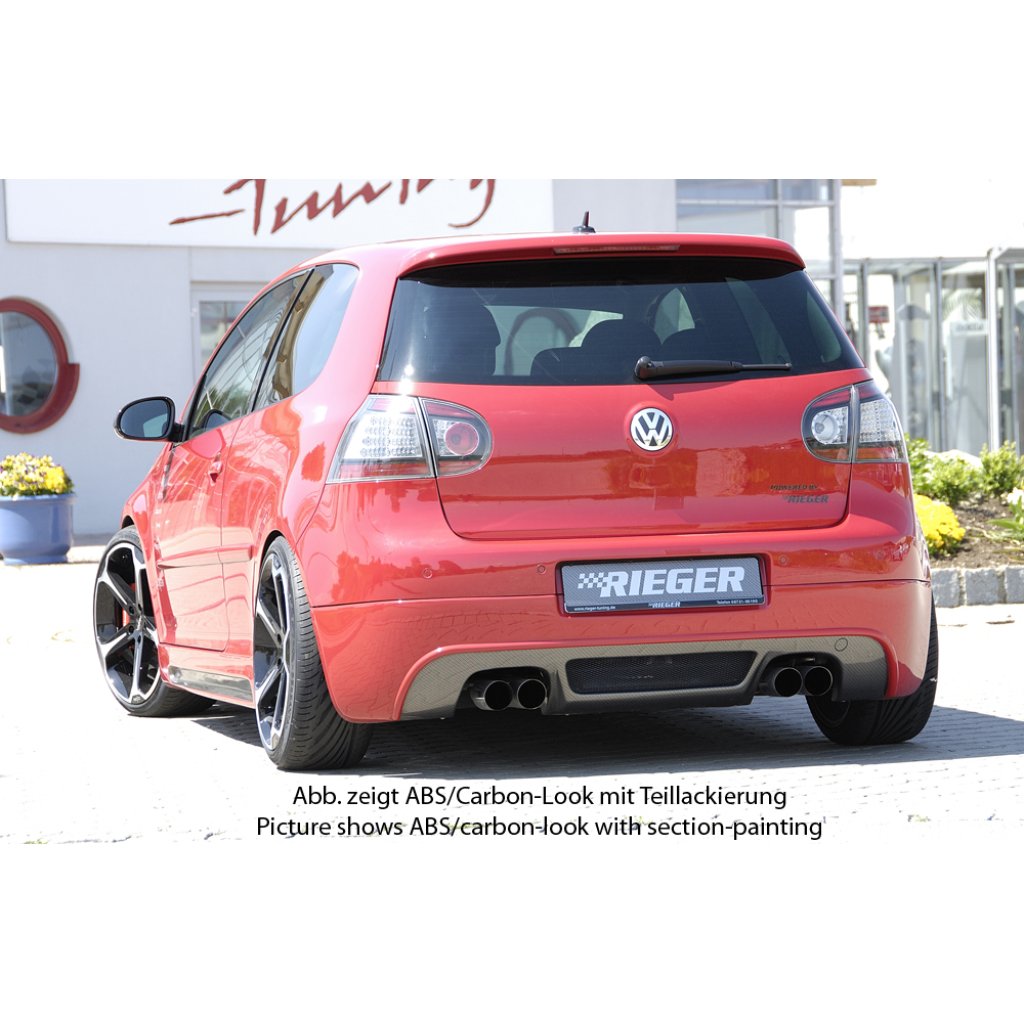 Rieger spoiler pod zadní nárazník pro Volkswagen Golf 5 1K 3-dvéř., 5-dvéř., GTI, plast ABS bez povrchové úpravy, pro dvojité koncovky na obou stranách