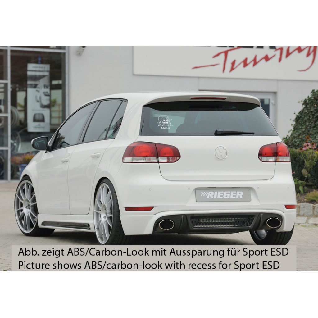 Rieger spoiler pod zadní nárazník pro Volkswagen Golf 6 GTI 3-dvéř., 5-dvéř., kabriolet, plast ABS bez povrchové úpravy