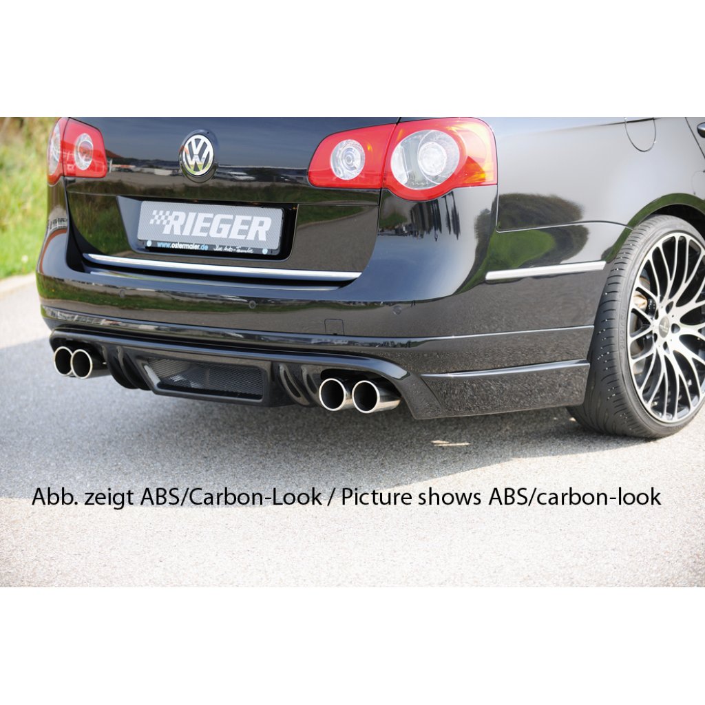 Rieger spoiler pod zadní nárazník pro Volkswagen Passat 3C combi před faceliftem r.v. 03/05-07/10, plast ABS bez povrchové úpravy, pro dvojité koncovky na obou stranách