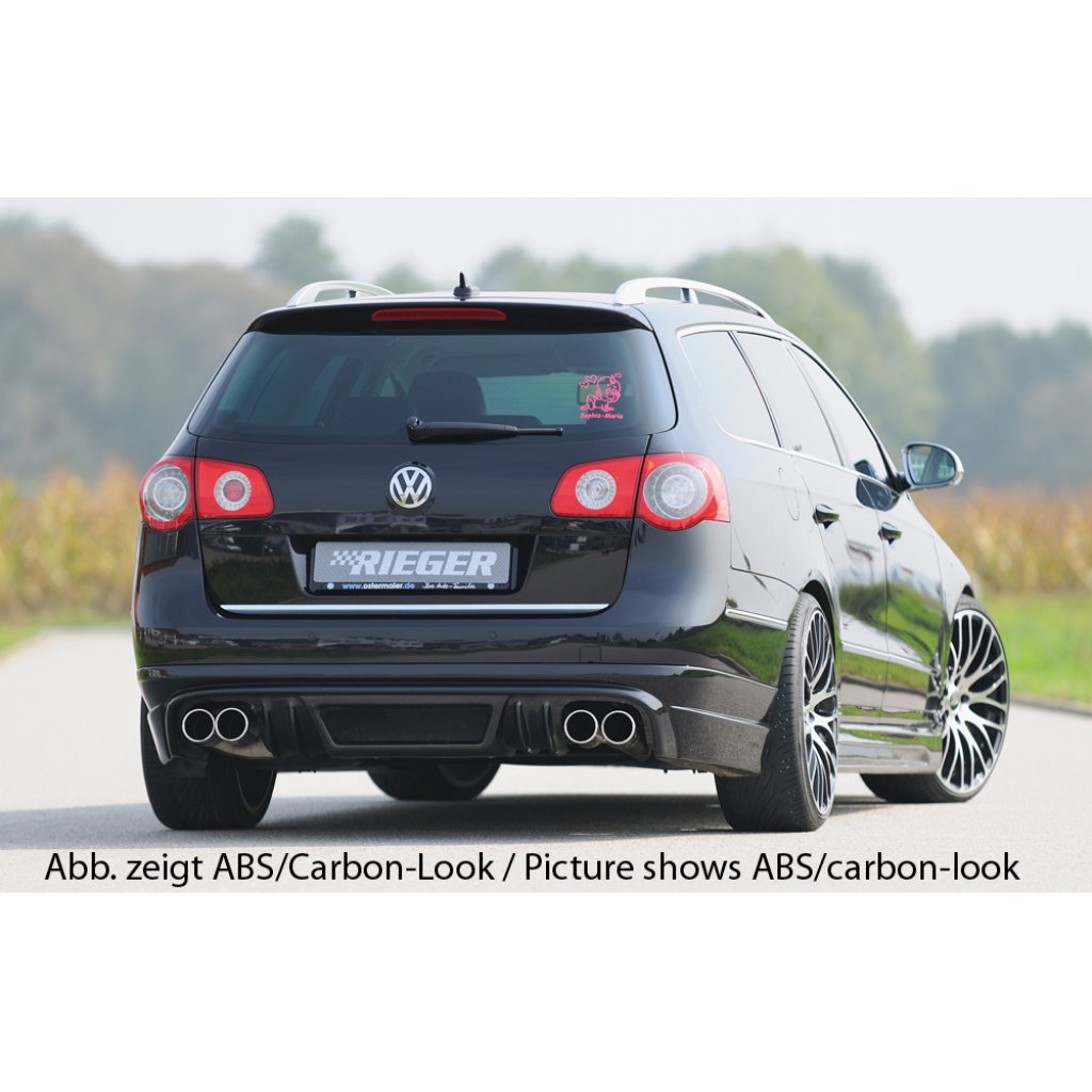 Rieger spoiler pod zadní nárazník pro Volkswagen Passat 3C combi před faceliftem r.v. 03/05-07/10, plast ABS bez povrchové úpravy, pro dvojité koncovky na obou stranách
