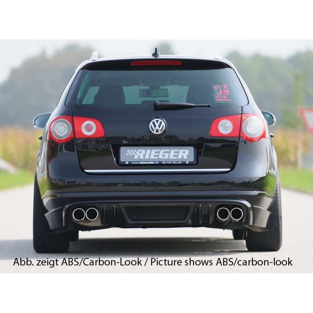 Rieger spoiler pod zadní nárazník pro Volkswagen Passat 3C combi před faceliftem r.v. 03/05-07/10, plast ABS bez povrchové úpravy, pro dvojité koncovky na obou stranách