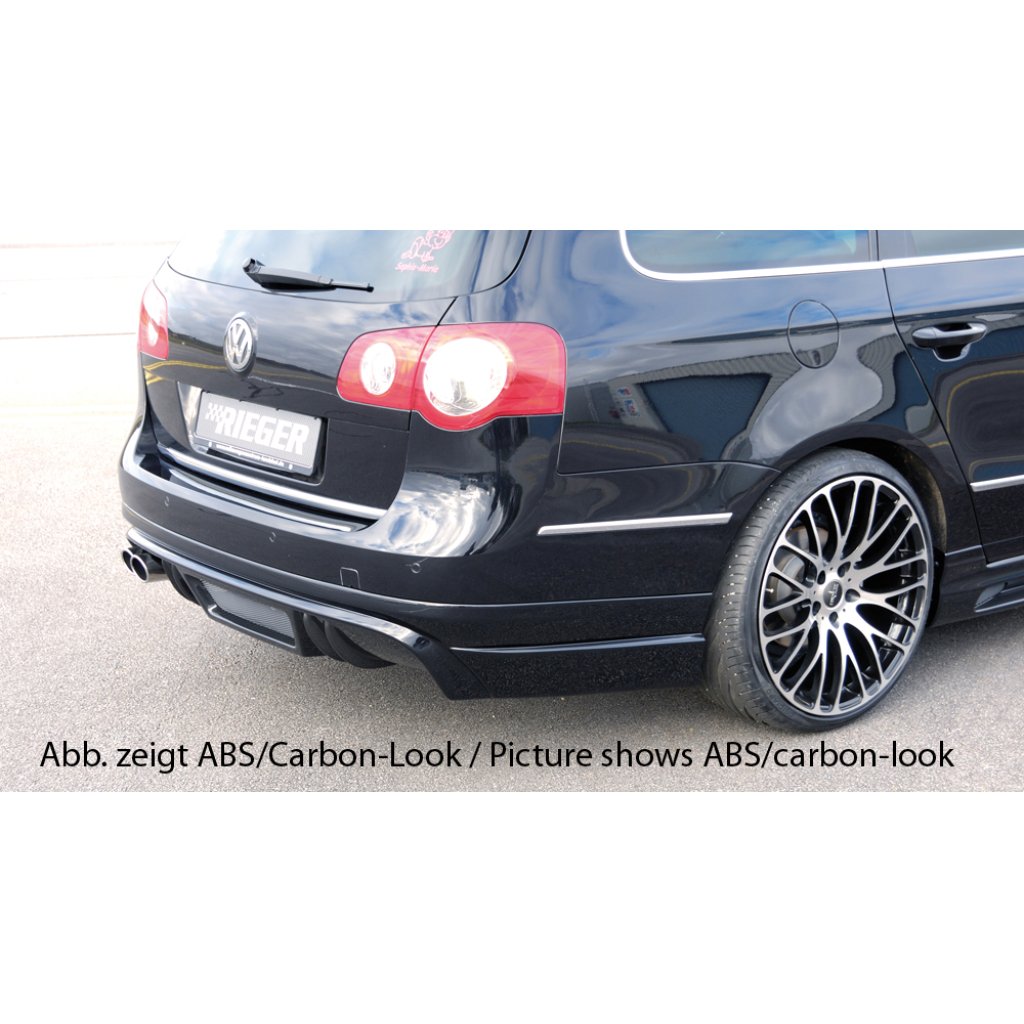Rieger spoiler pod zadní nárazník pro Volkswagen Passat 3C combi před faceliftem r.v. 03/05-07/10, plast ABS bez povrchové úpravy, pro dvojitou koncovku vlevo