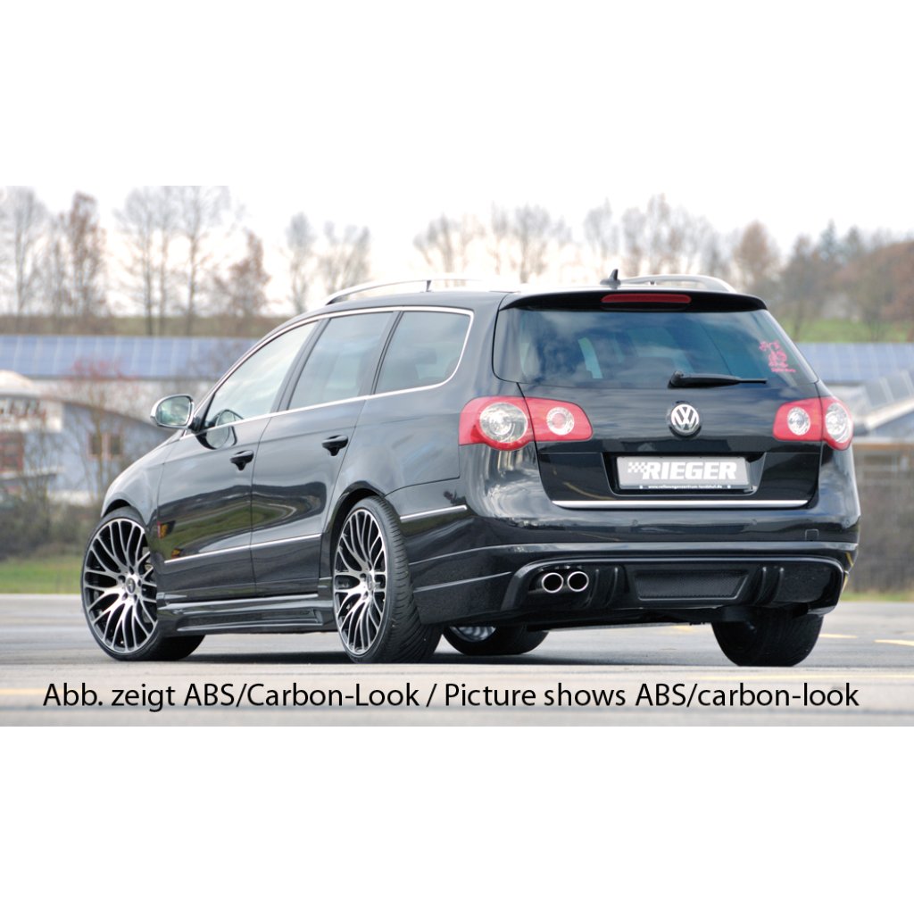 Rieger spoiler pod zadní nárazník pro Volkswagen Passat 3C combi před faceliftem r.v. 03/05-07/10, plast ABS bez povrchové úpravy, pro dvojitou koncovku vlevo