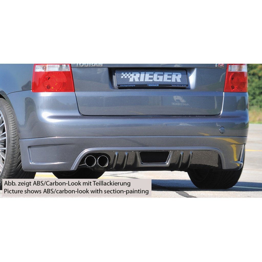 Rieger spoiler pod zadní nárazník pro Volkswagen Touran 1T van před faceliftem r.v. 03/03-10/06, plast ABS bez povrchové úpravy, pro vozy bez tažného zařízení