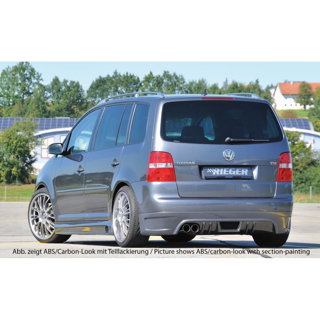 Rieger spoiler pod zadní nárazník pro Volkswagen Touran 1T van před faceliftem r.v. 03/03-10/06, plast ABS bez povrchové úpravy, pro vozy bez tažného zařízení