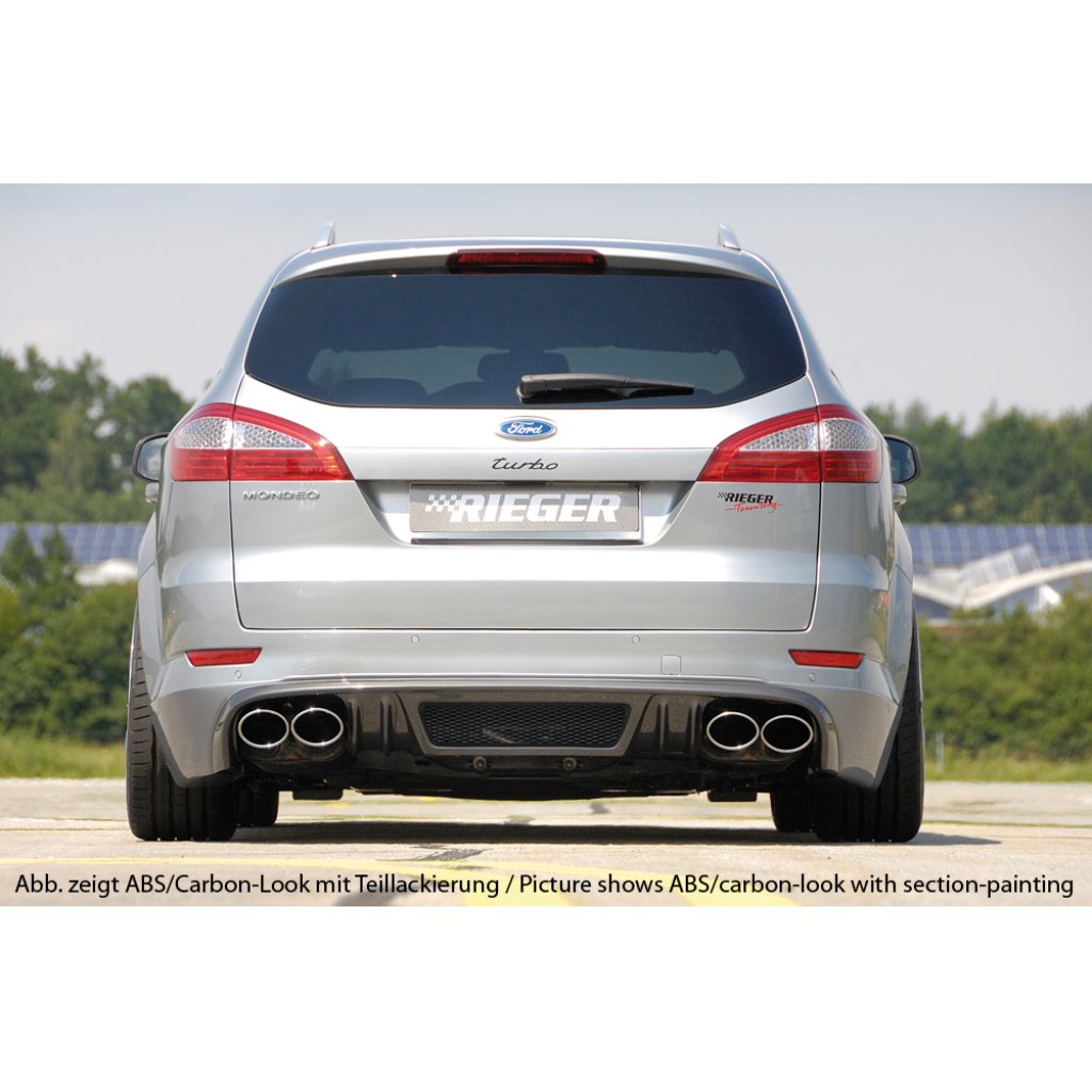 Rieger spoiler pod zadní nárazník SG-Design pro Ford Mondeo BA7 combi před faceliftem r.v. 03/07-09/10, plast ABS s povrchovou úpravou Carbon-Look, pro vozy s dvojitou koncovkou na obou stranách