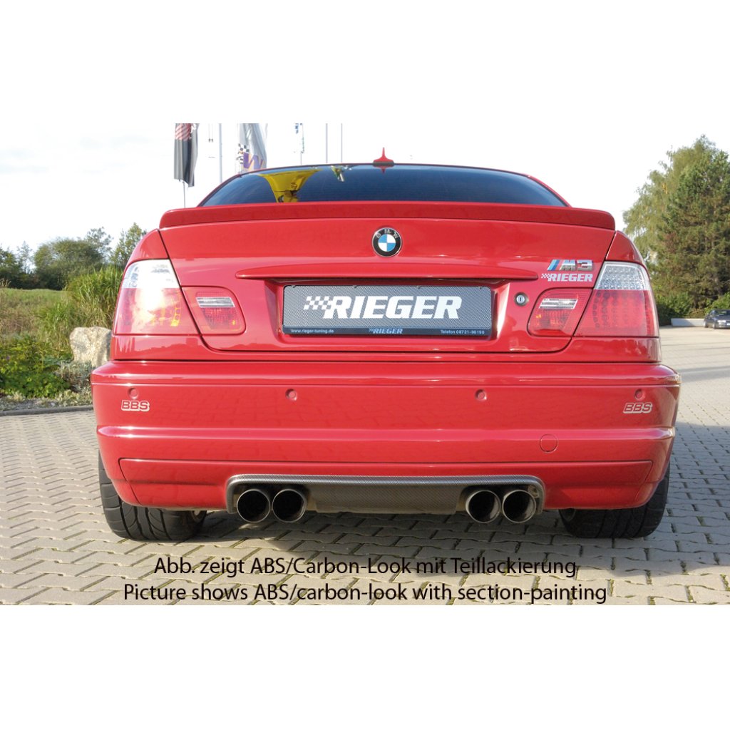 Rieger vložka zadního nárazníku CSL-Look pro BMW řada 3 E46 M3 kabriolet, kupé, plast ABS s povrchovou úpravou Carbon-Look