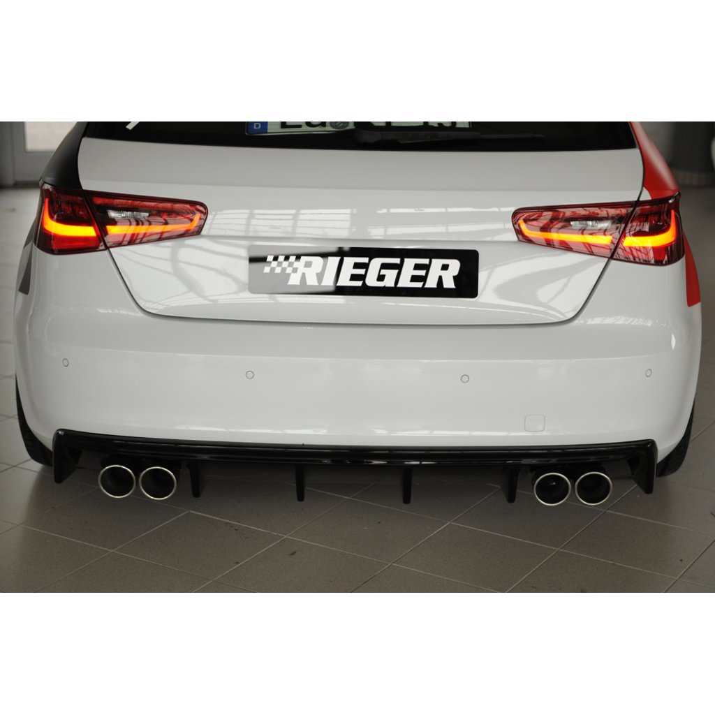 Rieger vložka zadního nárazníku (GBL56787) pro Audi A3 8V 3-dvéř. (hatchback 8V1), 5-dvéř. (sportback 8VA) před faceliftem, plast ABS lakovaný do černé lesklé barvy