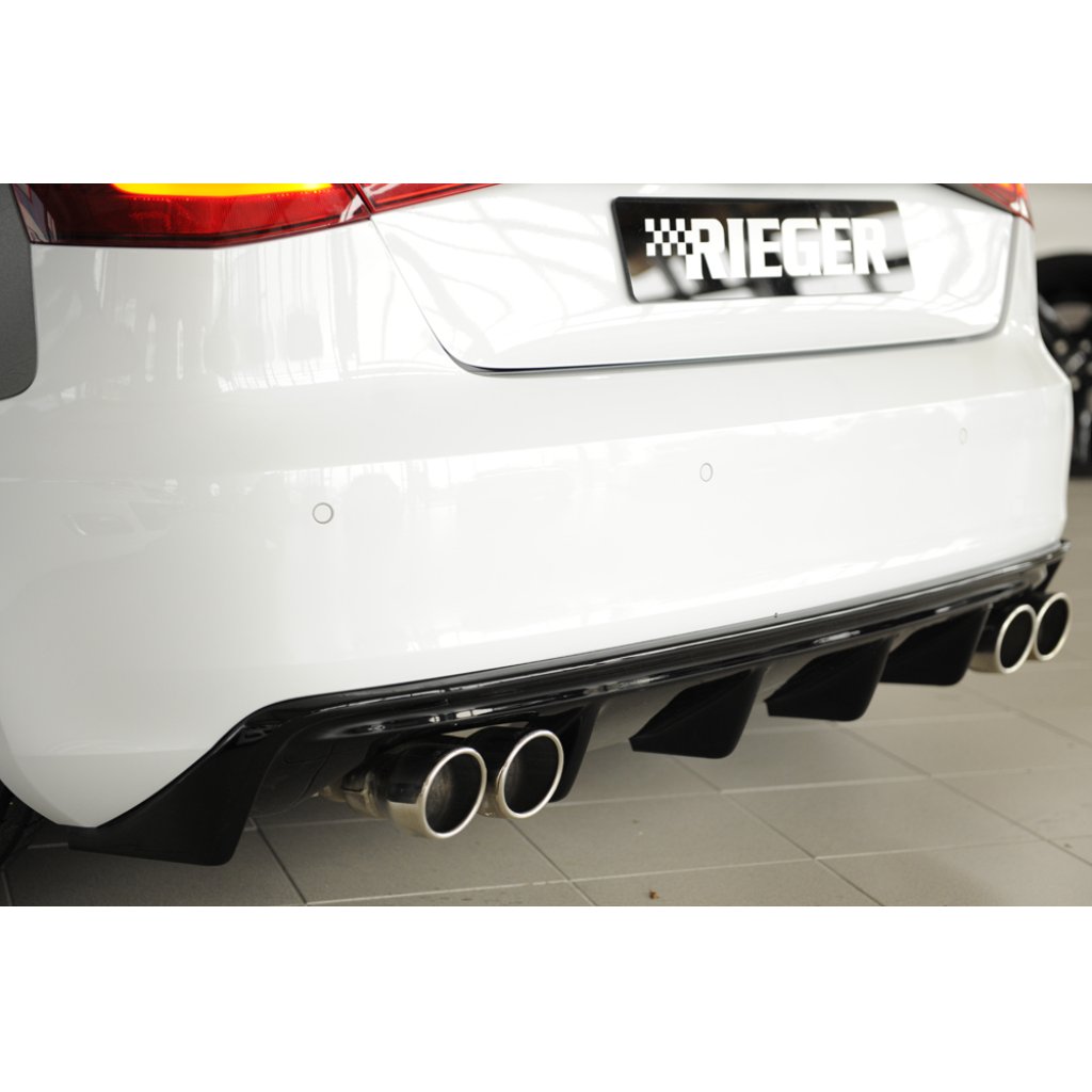 Rieger vložka zadního nárazníku (GBL56787) pro Audi A3 8V 3-dvéř. (hatchback 8V1), 5-dvéř. (sportback 8VA) před faceliftem, plast ABS lakovaný do černé lesklé barvy