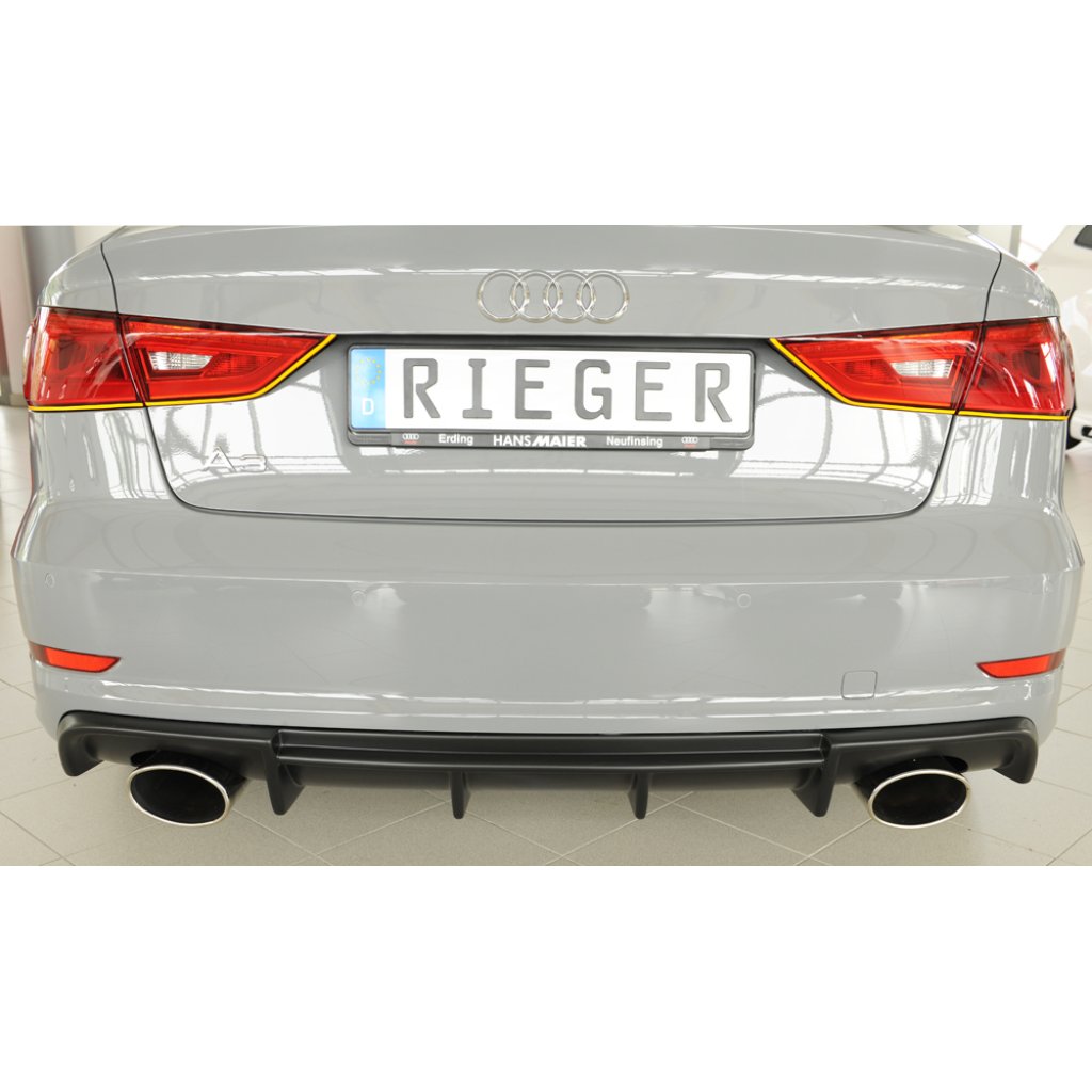 Rieger vložka zadního nárazníku pro Audi A3 8V 3-dvéř. (convertible 8V7), 5-dvéř. (sedan 8VS) před faceliftem, plast ABS bez povrchové úpravy, pro koncovky vlevo/vpravo 152x95 mm