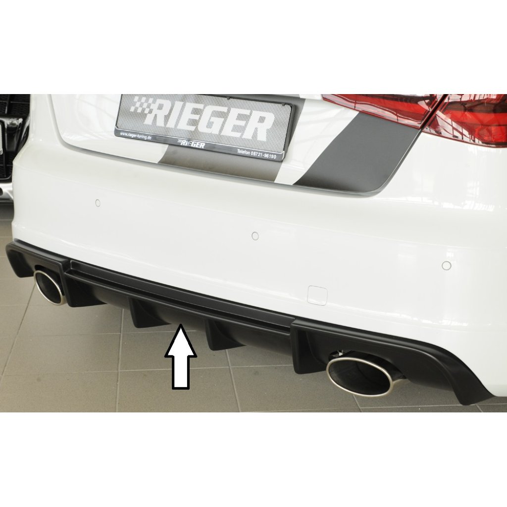 Rieger vložka zadního nárazníku pro Audi A3 8V 3-dvéř. (hatchback 8V1), 5-dvéř. (sportback 8VA) před faceliftem, plast ABS bez povrchové úpravy, S-Line, pro sportovní koncovky na obou stranách 152x95 mm