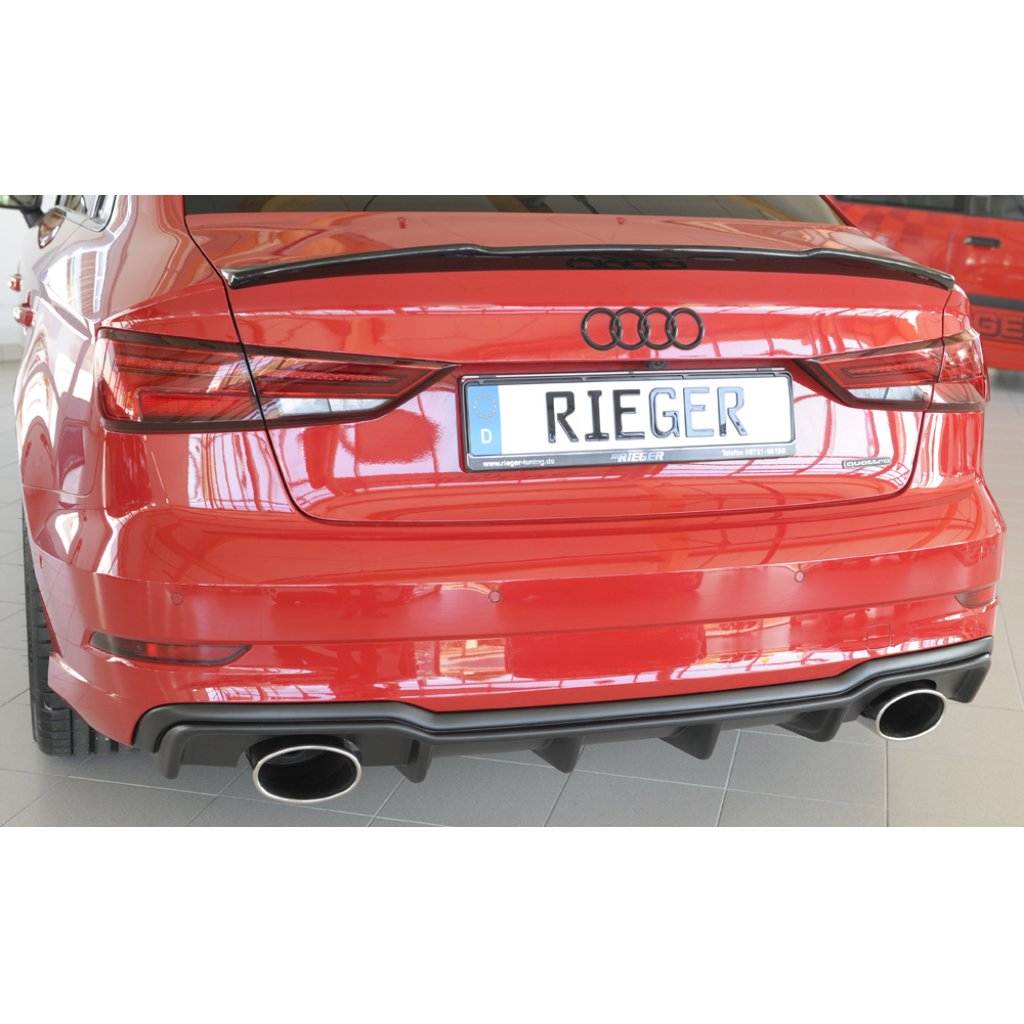 Rieger vložka zadního nárazníku pro Audi A3 S3 8V 3-dvéř. (convertible 8V7), 5-dvéř. (sedan 8VS) po faceliftu, plast ABS bez povrchové úpravy, pro sportovní koncovky na obou stranách 152x95 mm