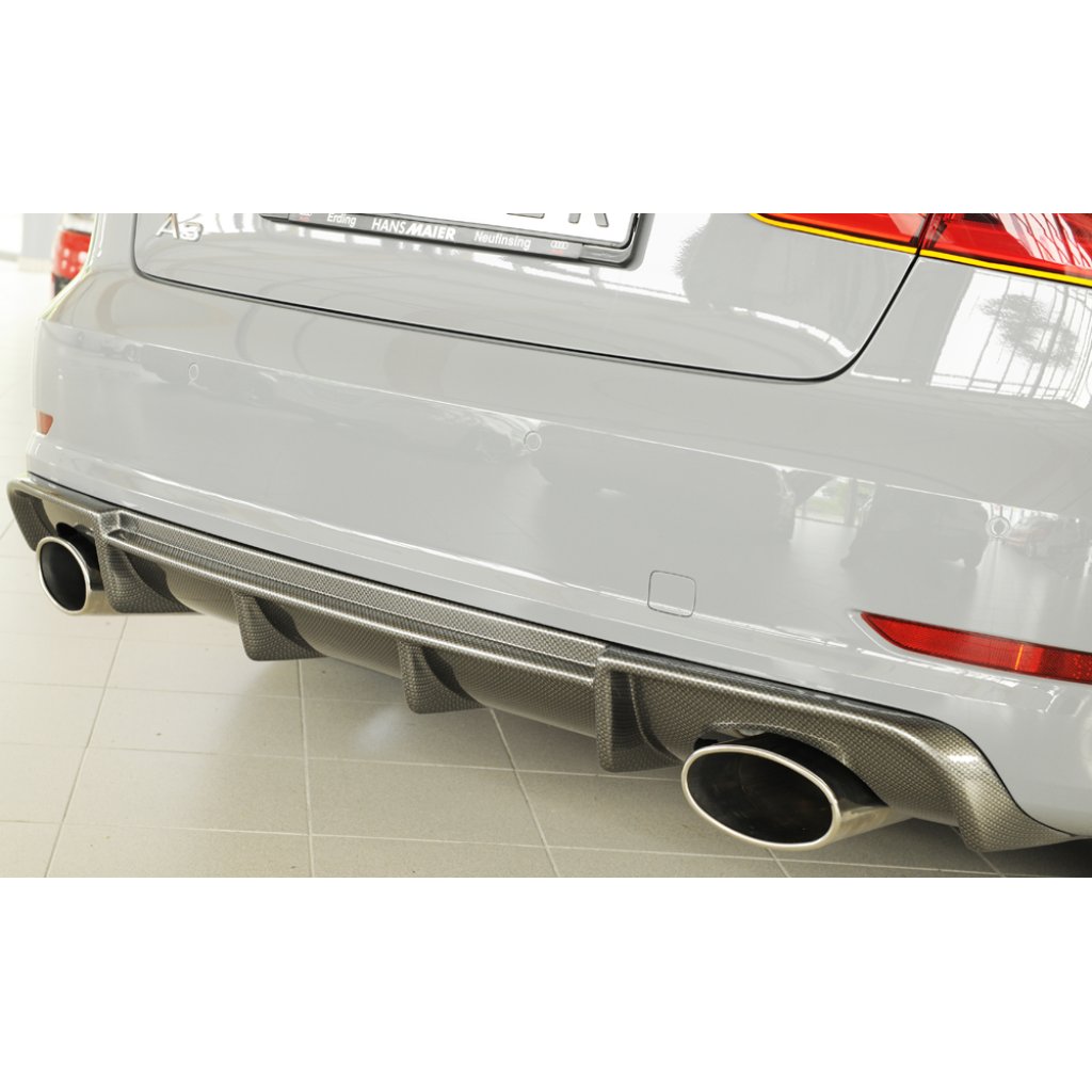 Rieger vložka zadního nárazníku pro Audi A3 S3 8V 3-dvéř. (convertible 8V7), 5-dvéř. (sedan 8VS) před faceliftem, plast ABS s povrchovou úpravou Carbon-Look